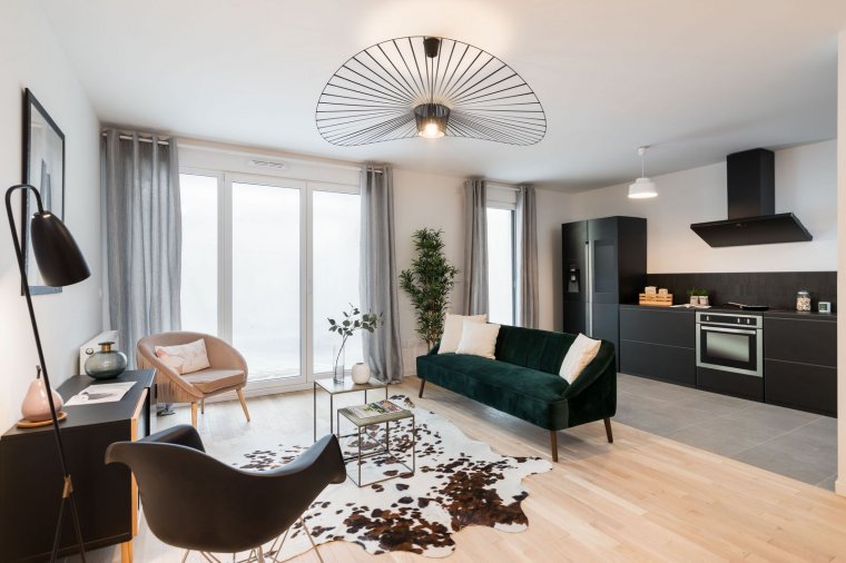chaville-achrome-appartement-décoré-cuisine-salon